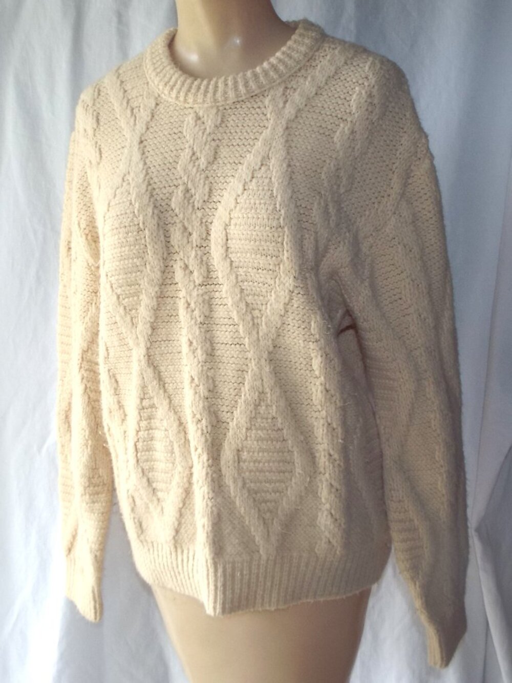 Vintage JC Penney cable knit Fisherman's Sweater, Wintuk Orlon Acrylic 80s 1980s